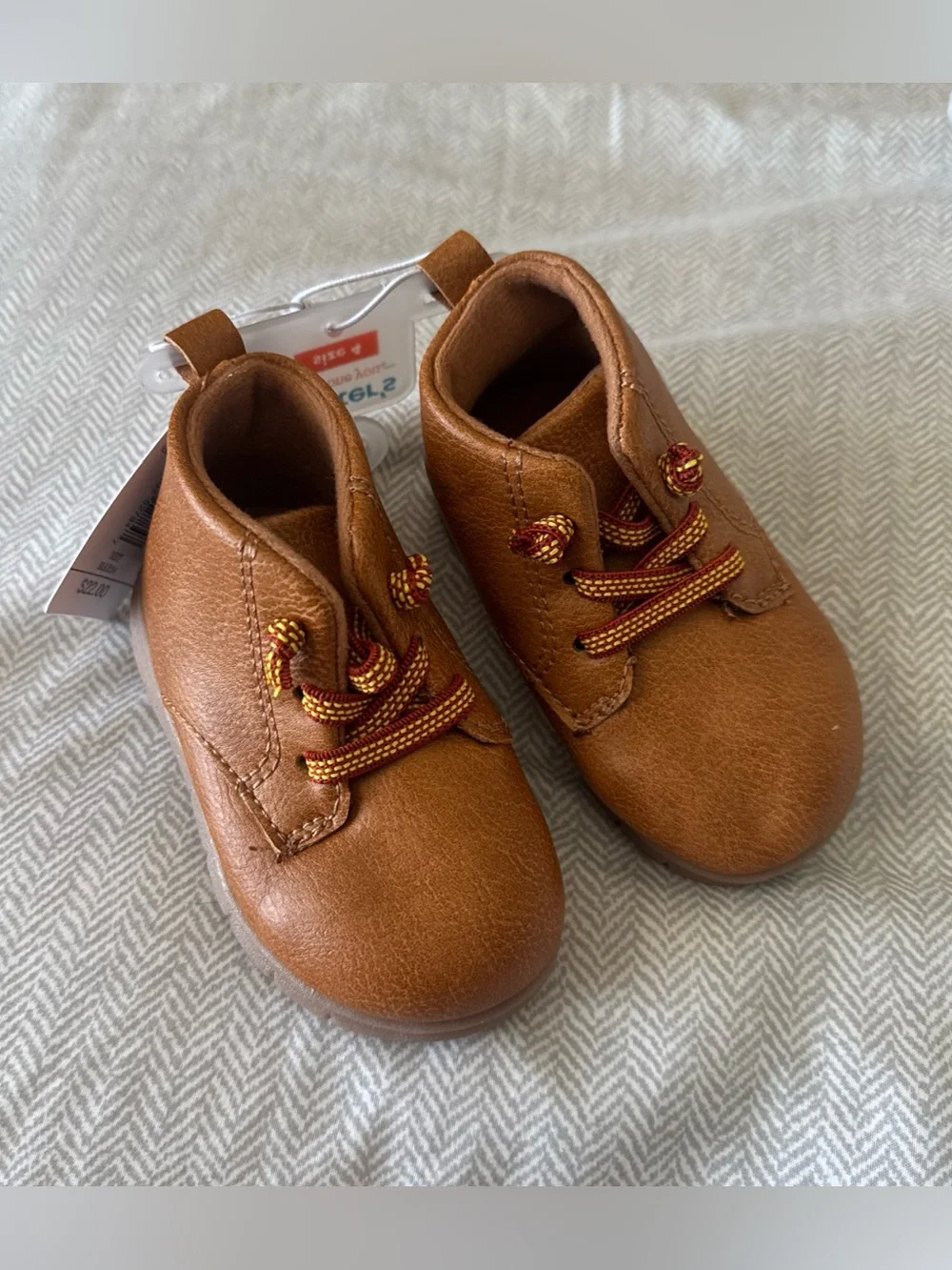 NEW Carter's Toddler Boys Kyrie Boots Brown SZ 4 Soft Soles For Learning To Walk
